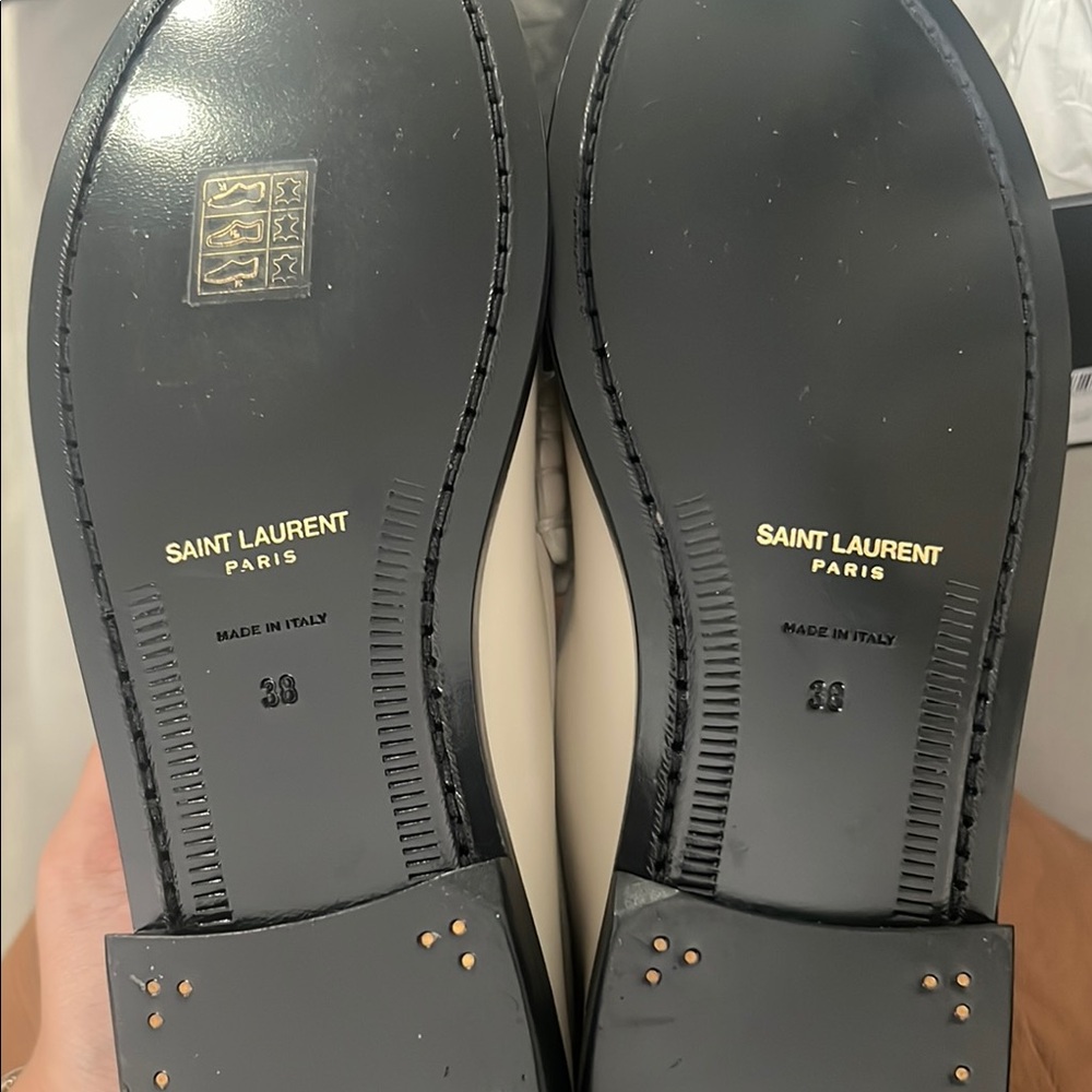 SAINT LAURENT LE LOAFER PENNY SLIPPERS IN SMOOTH LEATHER PEARL - Picture 6 of 6